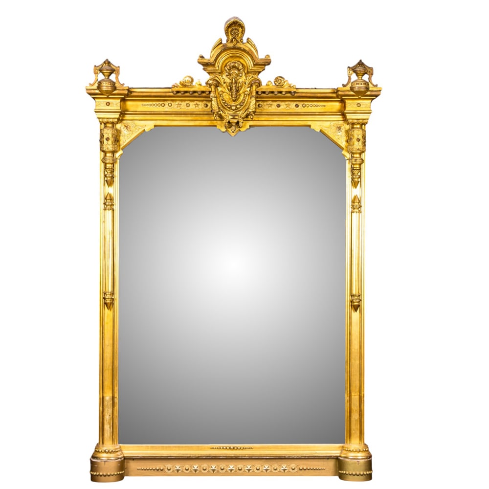 A monumental American Victorian gilt mirror, circa 1876 (1 of 4)