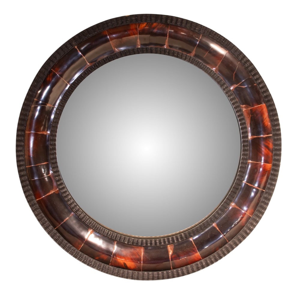 A Continental style faux-tortoiseshell bullseye mirror (1 of 2)