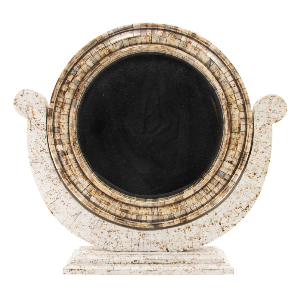 A large bone paneled dressing mirror - 3