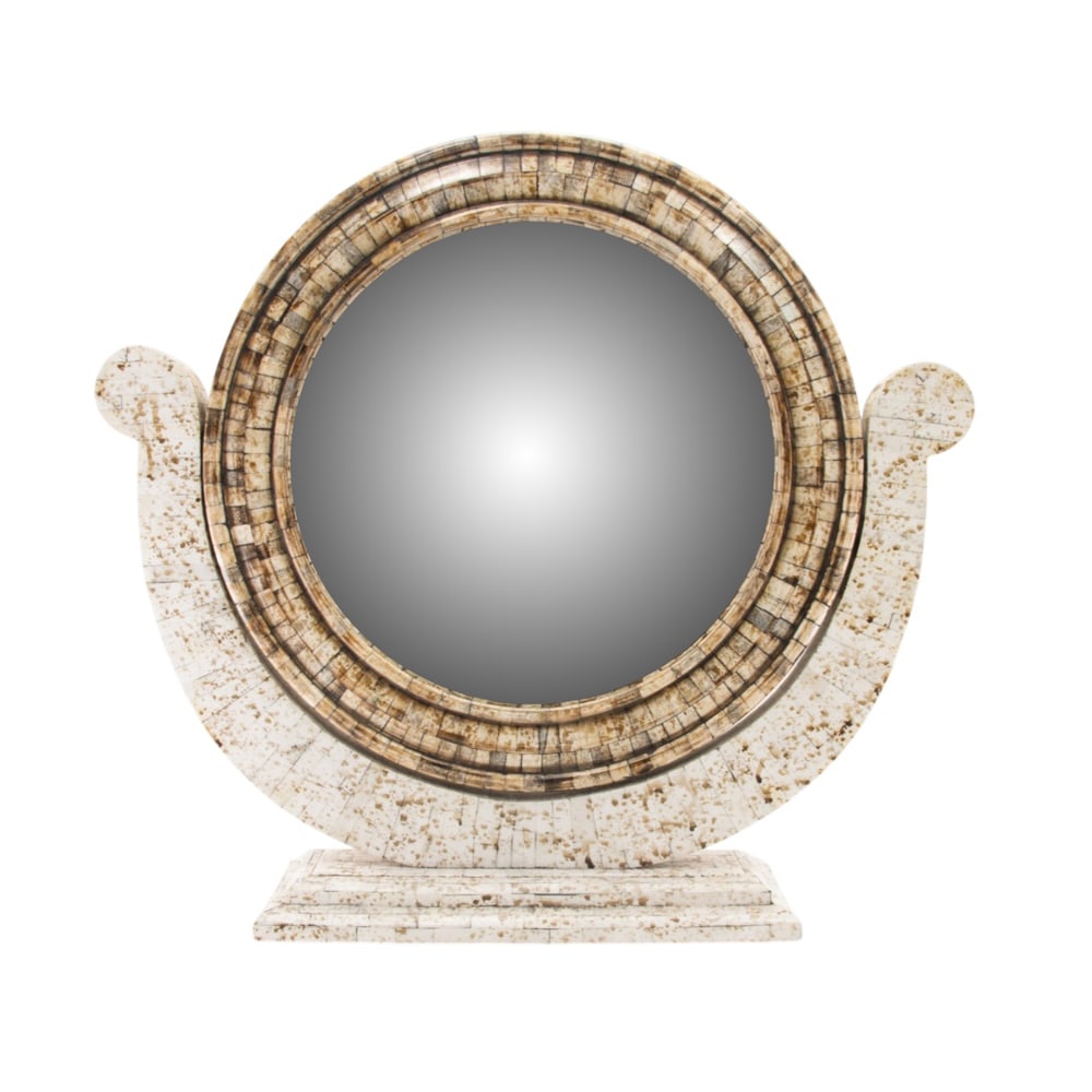 A large bone paneled dressing mirror - 4