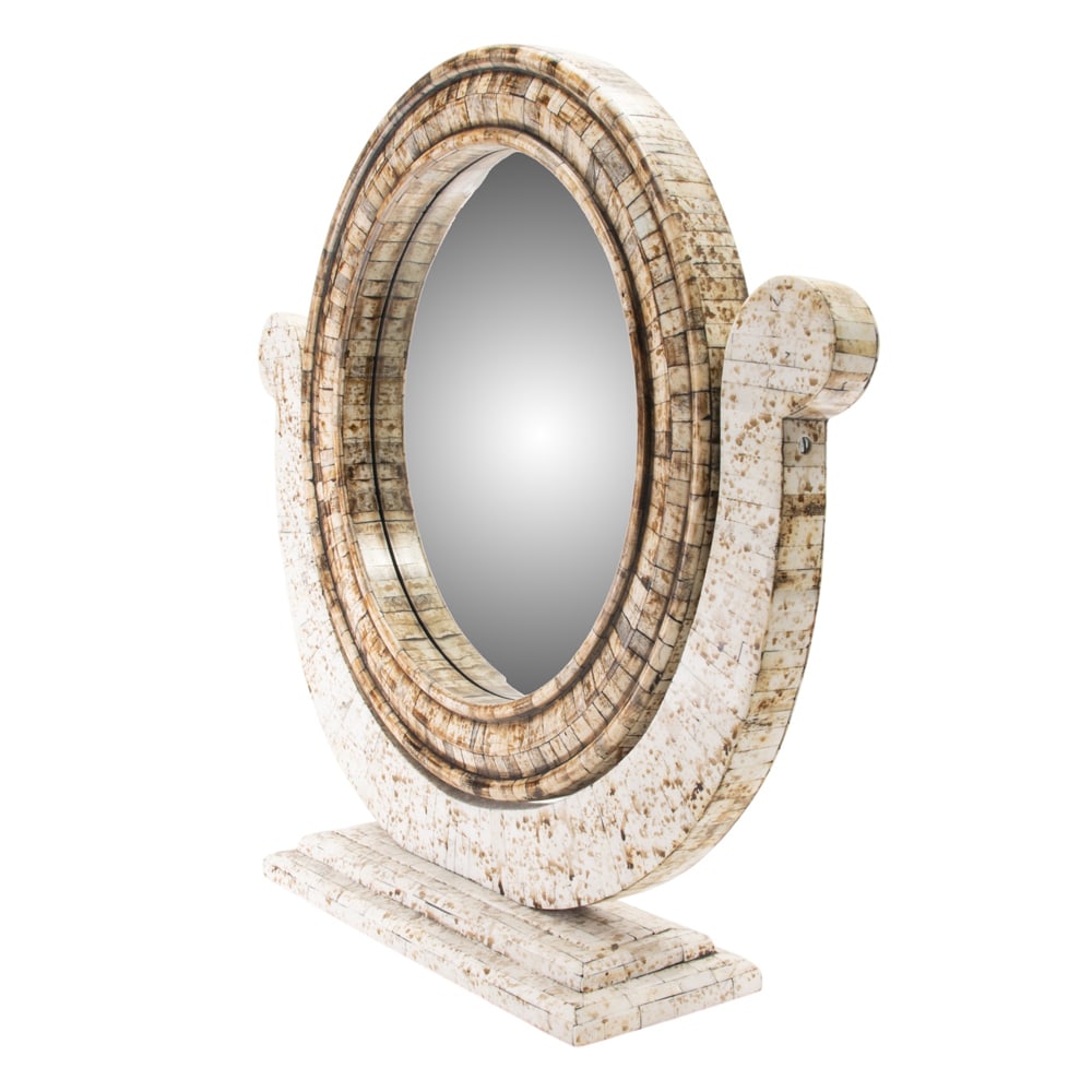A large bone paneled dressing mirror - 5