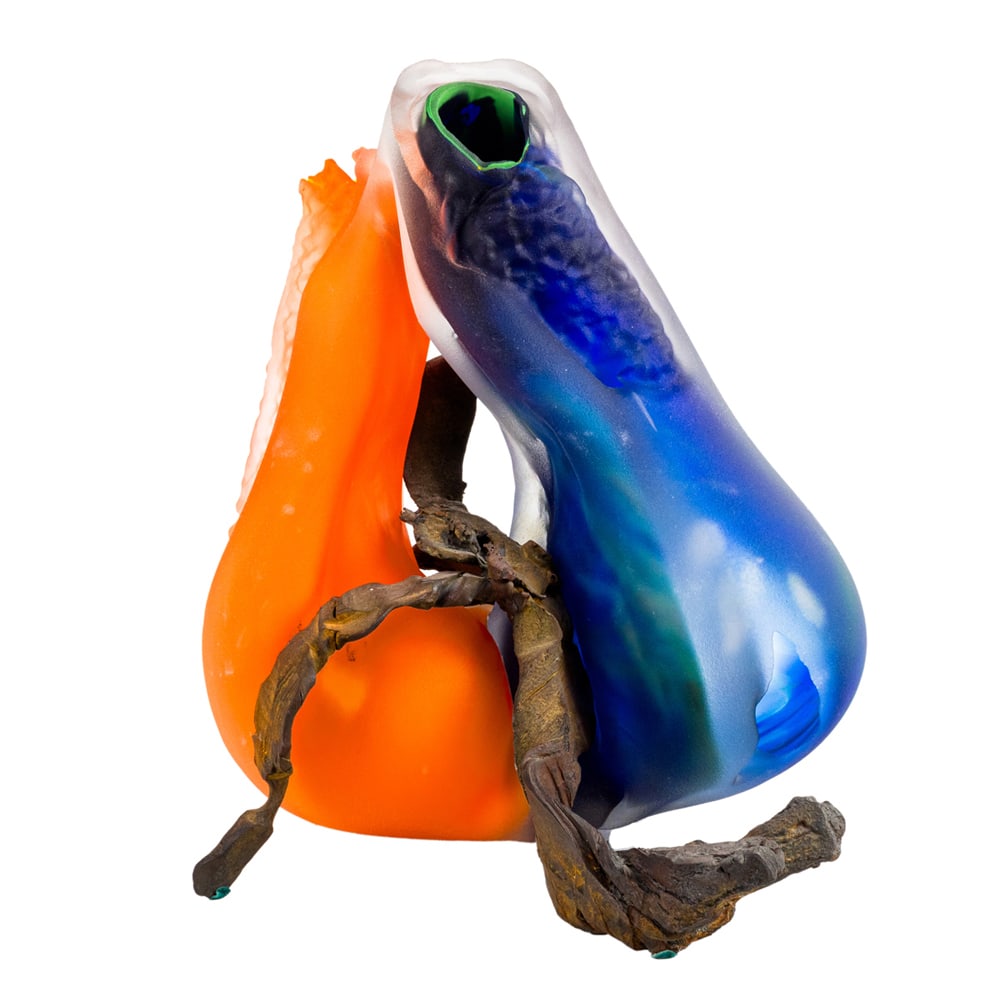 A Patrick Morrissey bronze and glass sculpture: A Patrick Morrissey (American, 20th century) bronze and glass sculpture: Gilded Brachiopod, 16"h
