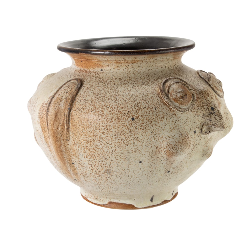 A Studio glazed stoneware face vase - 2
