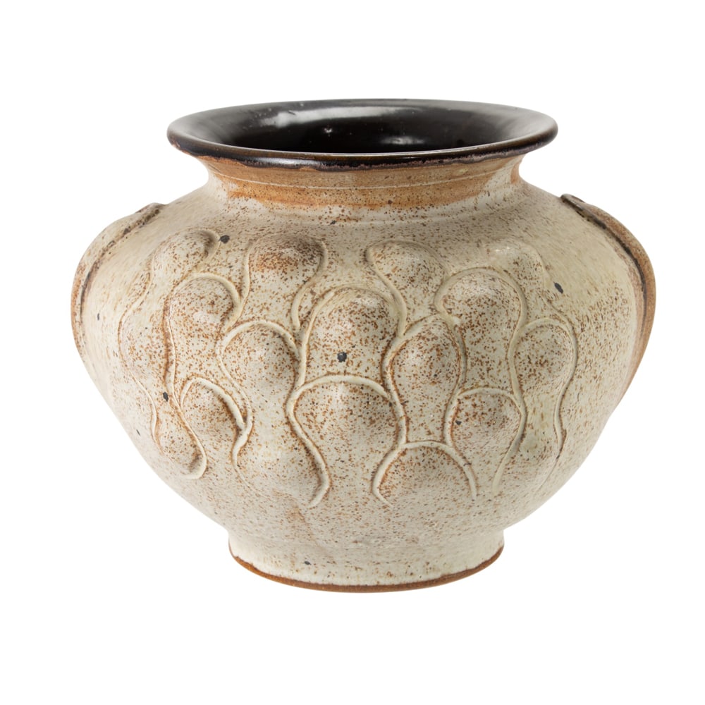 A Studio glazed stoneware face vase - 3