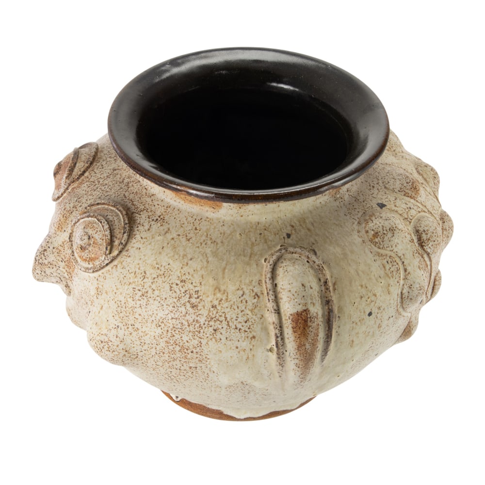 A Studio glazed stoneware face vase - 5