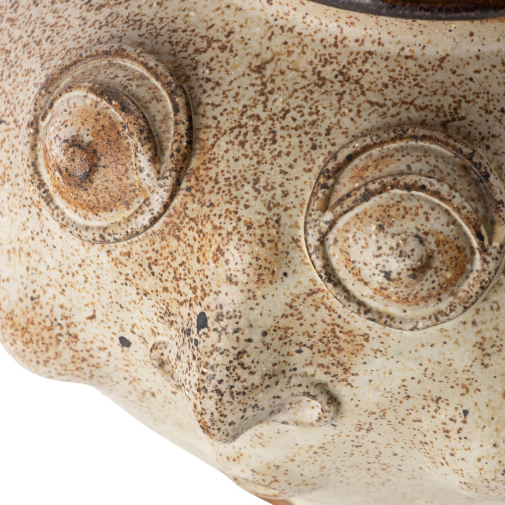A Studio glazed stoneware face vase - 7