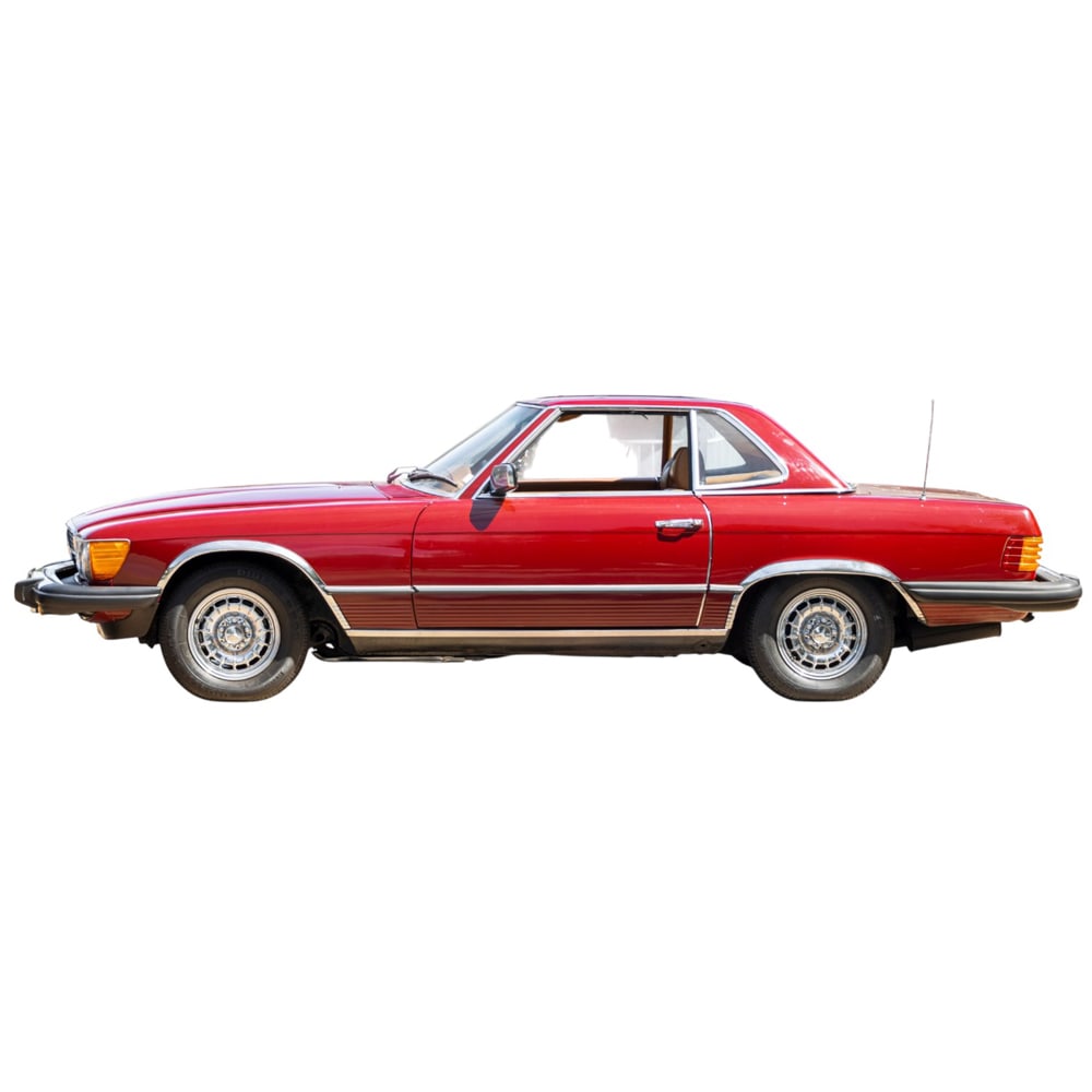 A 1979 Mercedes Benz 450 SL convertible: A 1979 Mercedes Benz 450 SL convertible, with both hard and soft tops, (R107), with 4.5L V8 engine odometer 65,847, automatic transmission, exterior factory medium red (code 516) and the original