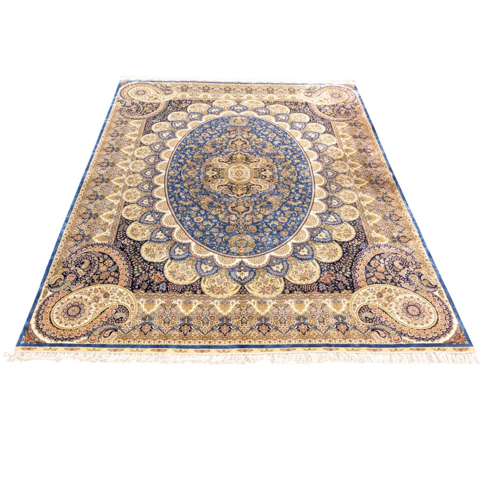 A Persian silk Tabriz carpet: A Persian silk Tabriz carpet, 12'2" x 12'0"