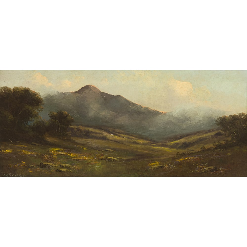 Painting, Richard de Treville: Richard de Treville (American, 1864-1929), Mt. Tamalpais, oil on canvas, signed lower left, canvas: 15.75"h x 36"w, overall (with frame): 23.25"h x 43.5"w