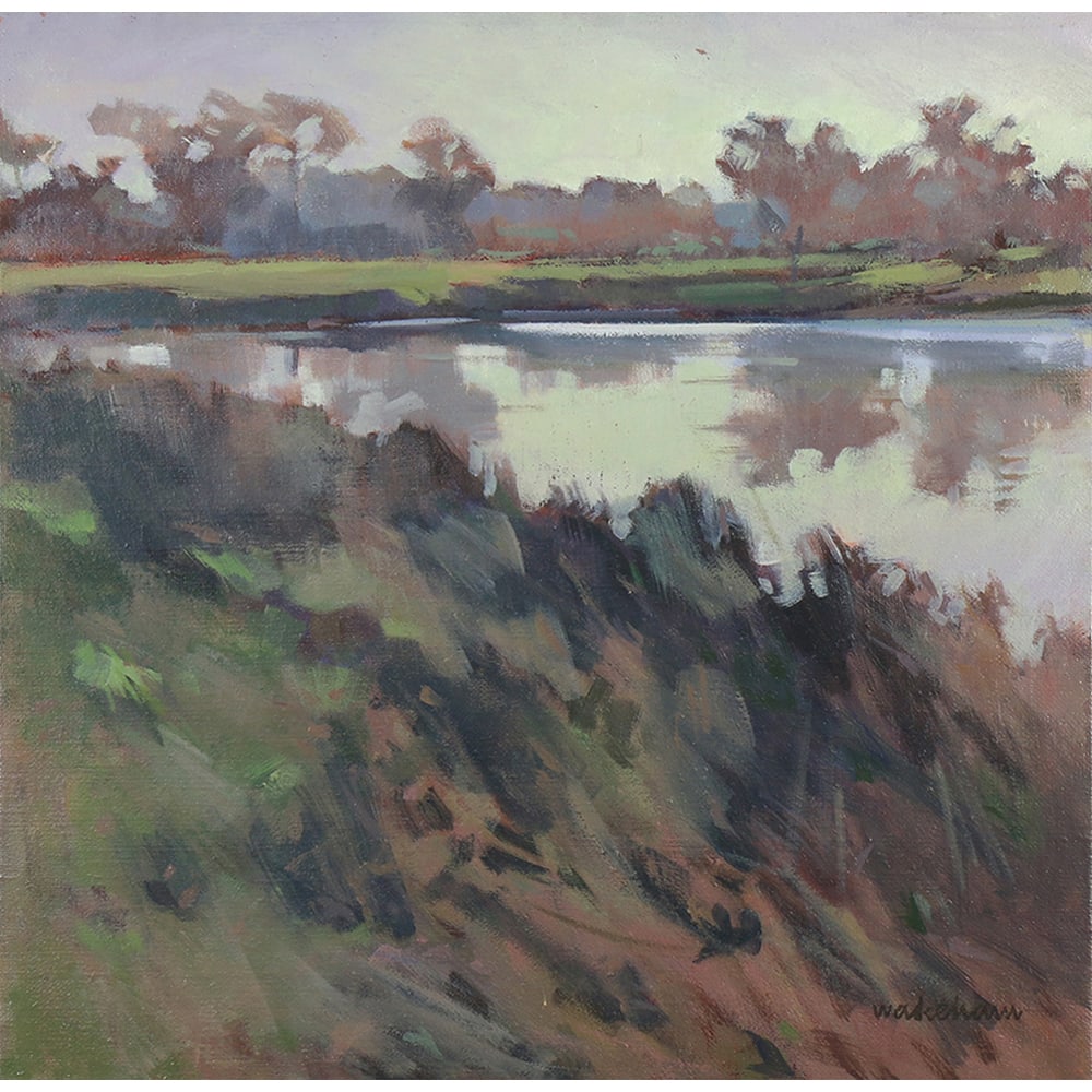 Painting, Duane Wakeham: Duane Wakeham (American, b. 1931), Untitled, 1987, oil on canvas, signed lower right, signed and dated verso, canvas: 12"h x 12"w, overall (with frame): 13.5"h x 13.5"w