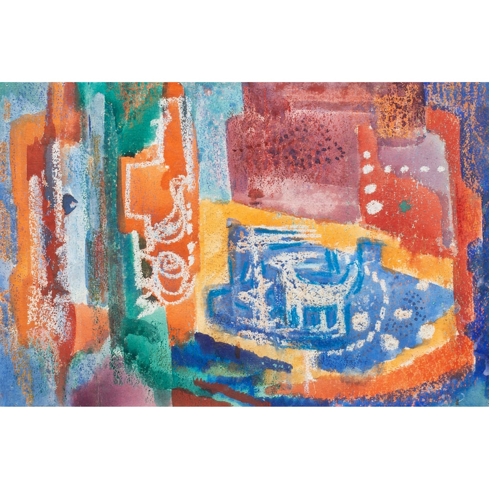 Work on paper, Erle Loran: Erle Loran (American, 1905-1999), Untitled (Abstract), watercolor, sight: 9"h x 13.5"w, overall (with frame): 18.5"h x 22.5"w