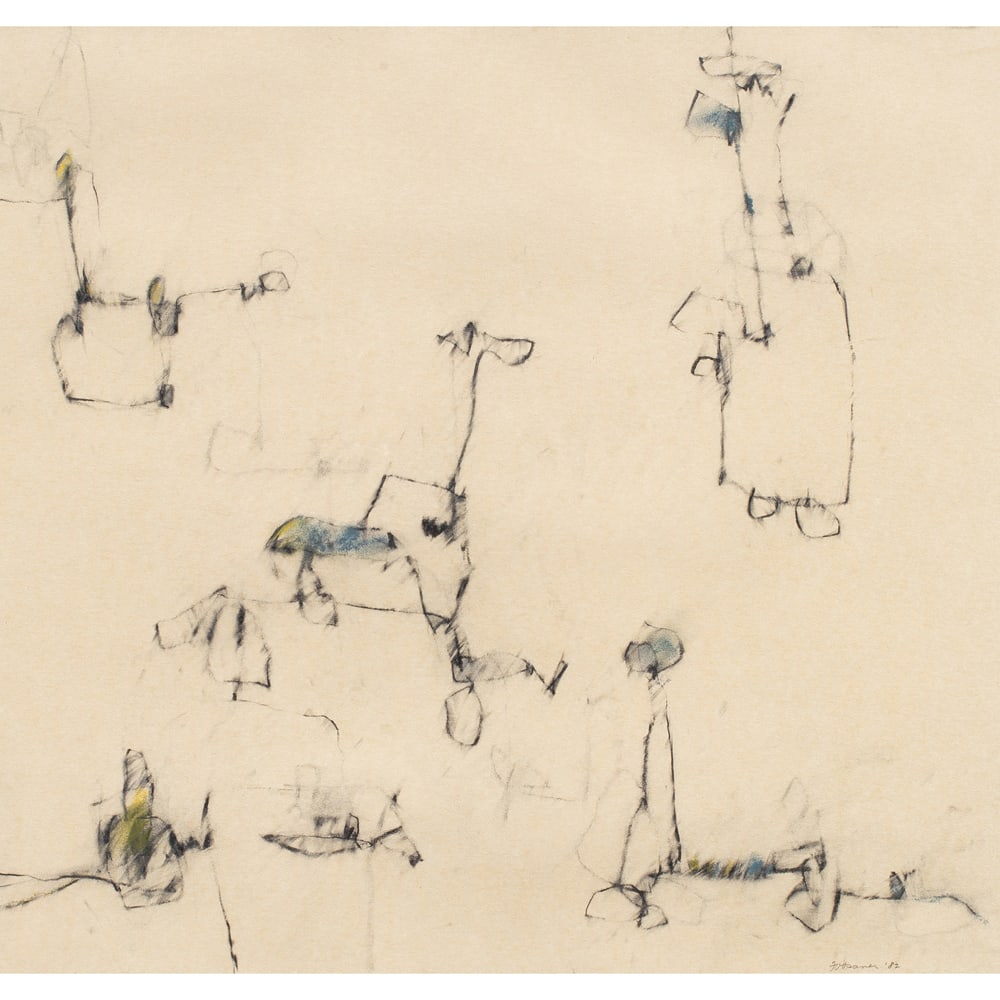 Work on paper, Judith Foosaner: Judith Foosaner (American, b. 1940), Untitled, 1982, graphite on paper, signed and dated lower right, sight: 15.25"h x 16"w, overall (with frame): 25"h x 25"w