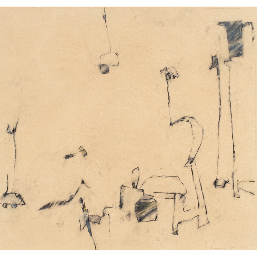 Work on paper, Judith Foosaner: Judith Foosaner (American, b. 1940), Untitled, 1982, graphite on paper, signed and dated lower right, sight: 15.25"h x 16"w, overall (with frame): 25"h x 25"w