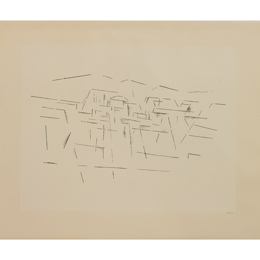 Print, Andrew Dasburg: Andrew Dasburg (American, 1887-1979), Taos Scene, lithograph, initialed lower right, blind stamps lower left, image: 15.5"h x 20.25"w, sheet: 20.5"h x 25"w, overall (with mat): 26"h x 31"w
