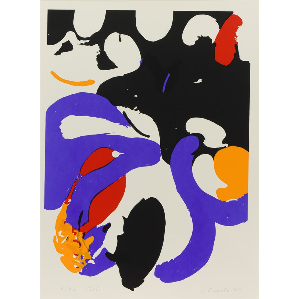 Print, James Brooks: James Brooks (American, 1906-1992), "Path," 1975, lithograph, pencil signed and dated lower right, titled lower left, edition 4/52, sight: 31"h x 22.5"w, overall (with mat): 37"h x 28.25"w