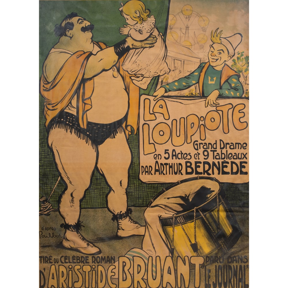 Print, Francisque Poulbot: Francisque Poulbot (French, 1879-1946), "La Loupiote," lithograph, sight: 62"h x 47"w, overall (with frame): 64"h x 49"w