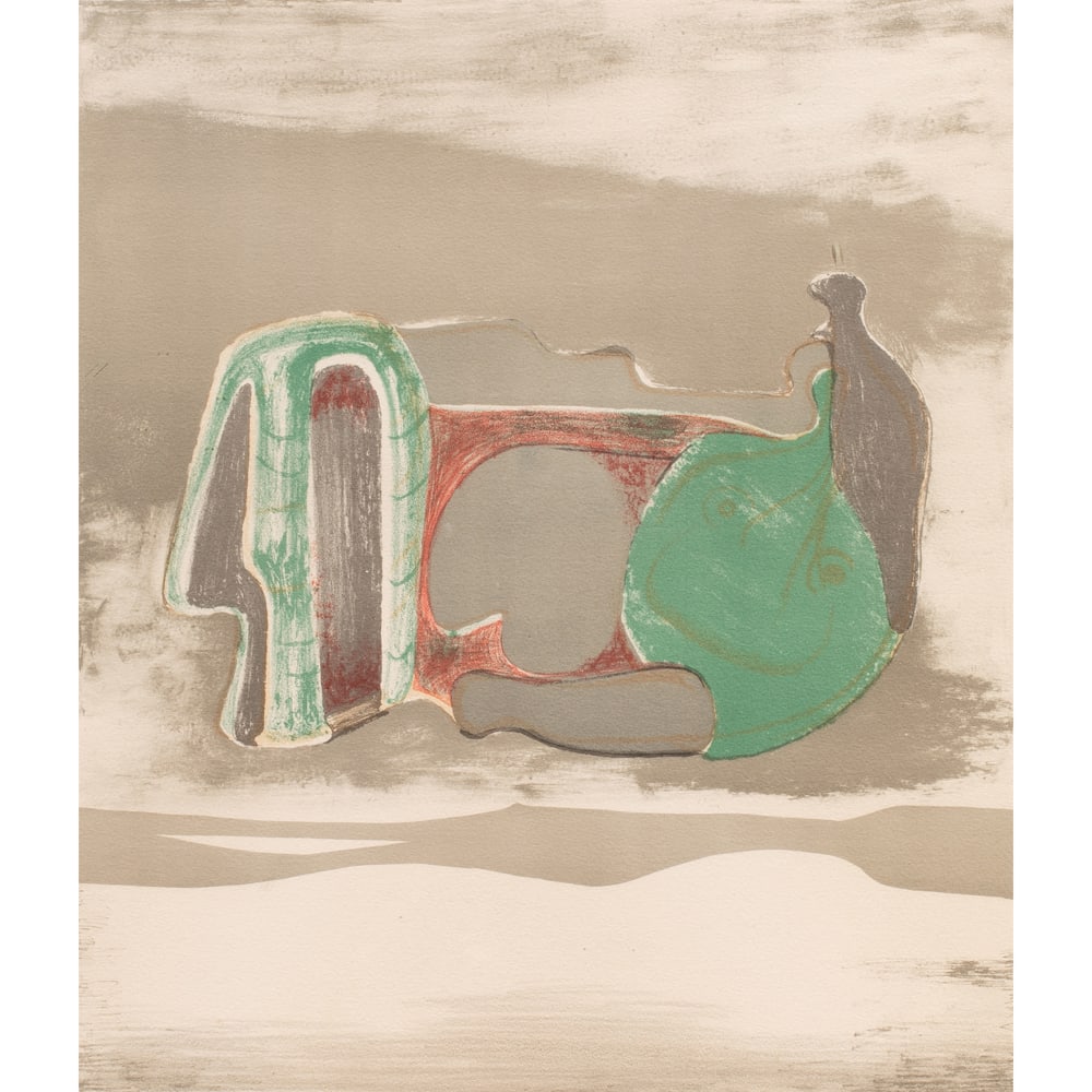 Print, Henry Moore: Henry Moore (British, 1898-1986), "Reclining Figure with Sky Background," 1973, lithograph, pencil signed and dated lower right, edition 7/50, sheet: 26"h x 20"w, overall (with frame): 28.5"h x 22.5"w