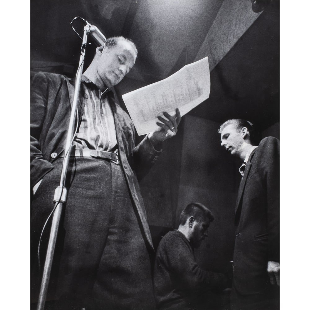 Photograph, Jerry Stoll: Jerry Stoll (American, 1923-2004), Lawrence Ferlinghetti, gelatin silver print, signed lower right of mat and numbred '15', sight: 23.5"h x 19"w, overall (with frame): 31.5"h x 27.5"w