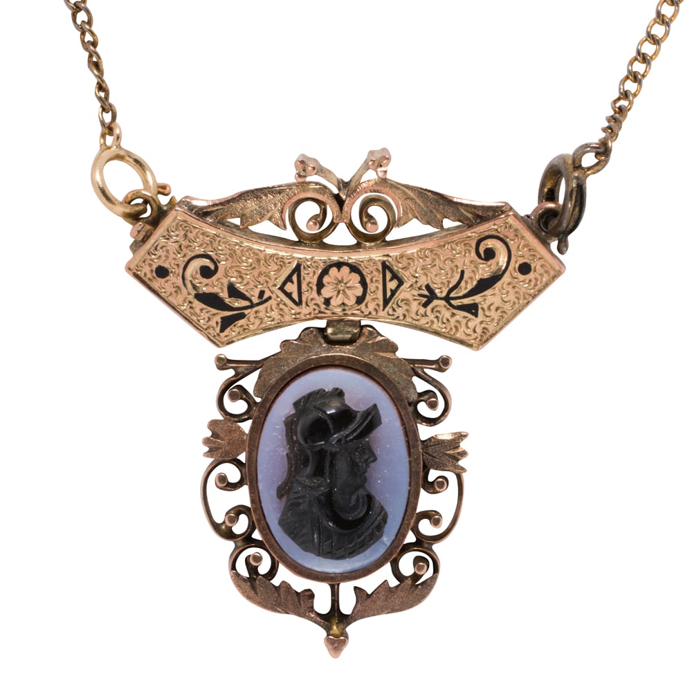 A Victorian hardstone and 14k gold cameo necklace (1 of 2)