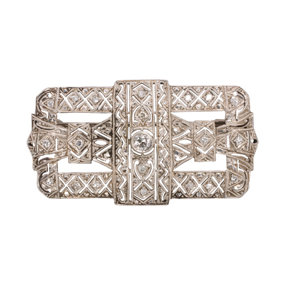 An Art Deco style diamond and platinum brooch (1 of 1)
