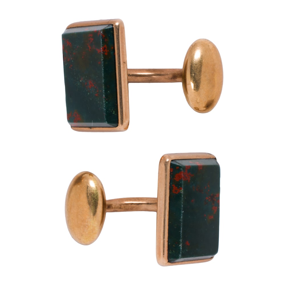 A pair of antique bloodstone and 14k gold cufflinks (1 of 2)