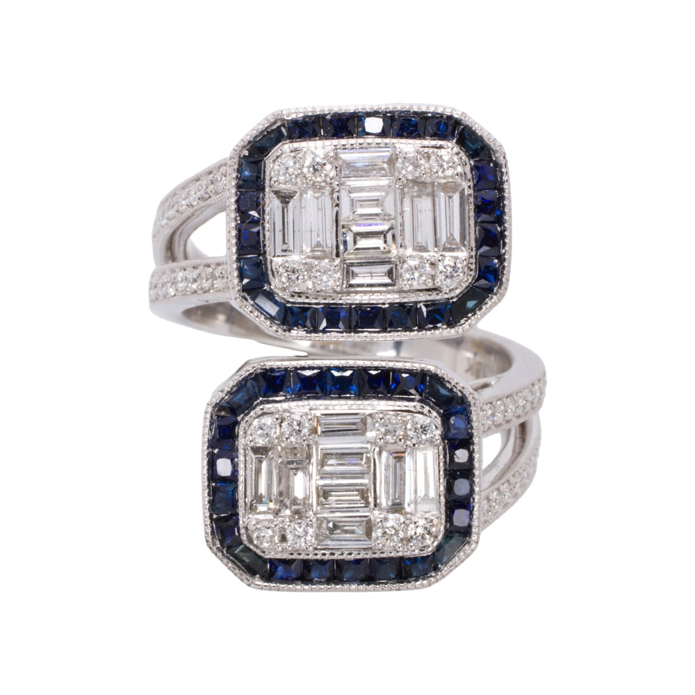 A diamond, sapphire, and 18k white gold ring (1 of 2)