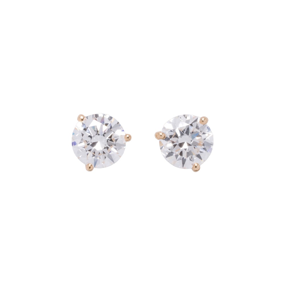 A pair of lab grown diamond solitaire earrings: A pair of lab grown diamond solitaire earrings Featuring lab grown round brilliant-cut diamonds weighing 1.00 carats each; 0.95 grams