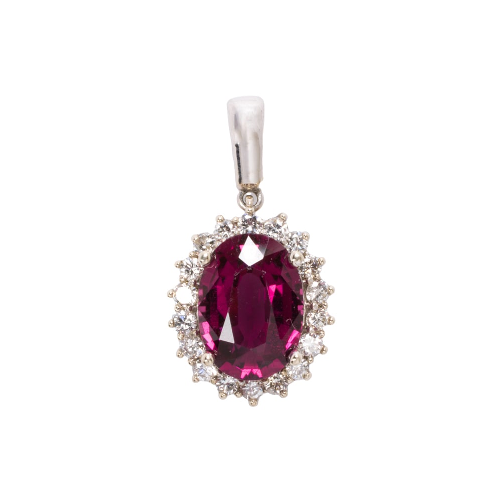 A tourmaline, diamond, and 14k white gold pendant (1 of 1)