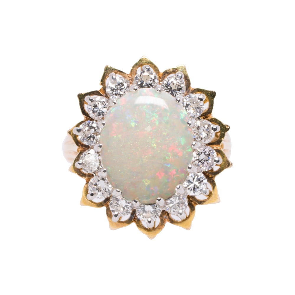 An opal, diamond, and 14k gold ring (1 of 2)
