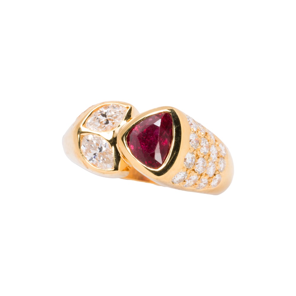 A ruby, diamond and 18k gold ring - 2