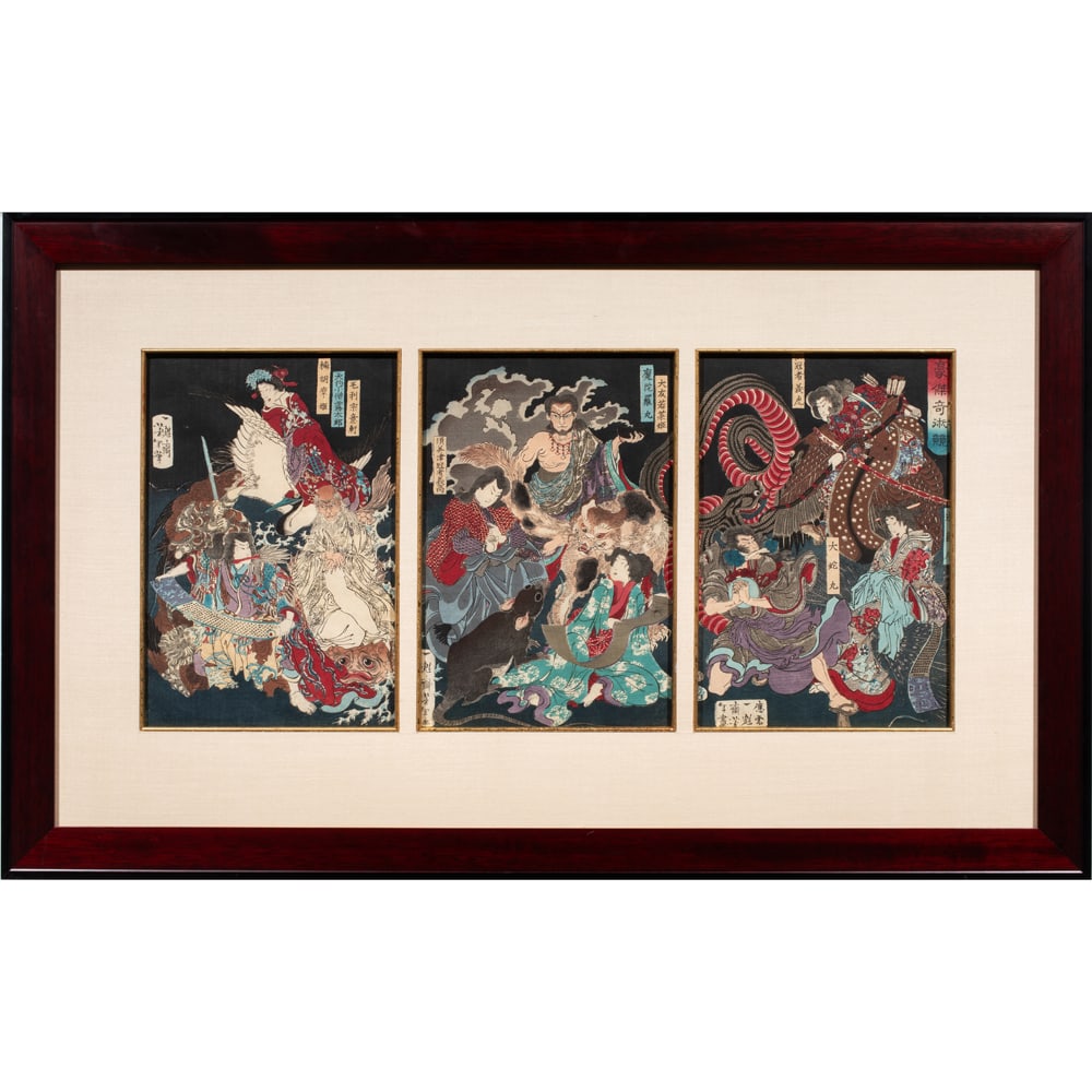 Tsukioka Yoshitoshi (1839-1892) - Goketsu kijutsu kurabe (A Competition Among Powerful Magicians) (1 of 2)