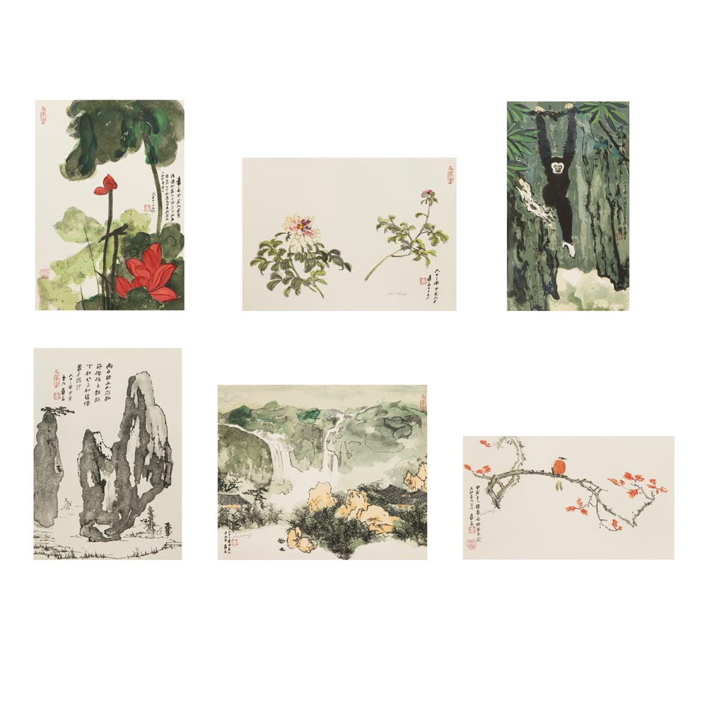 Zhang Daqian (1899-1983) - Masterworks of Chang Dai-chien: Zhang Daqian (1899-1983) - Masterworks of Chang Dai-chien. Editions Press, 1974, a suite of six original color lithographs on paper, the subjects including Homeward Passing Through the Stone Gate at D