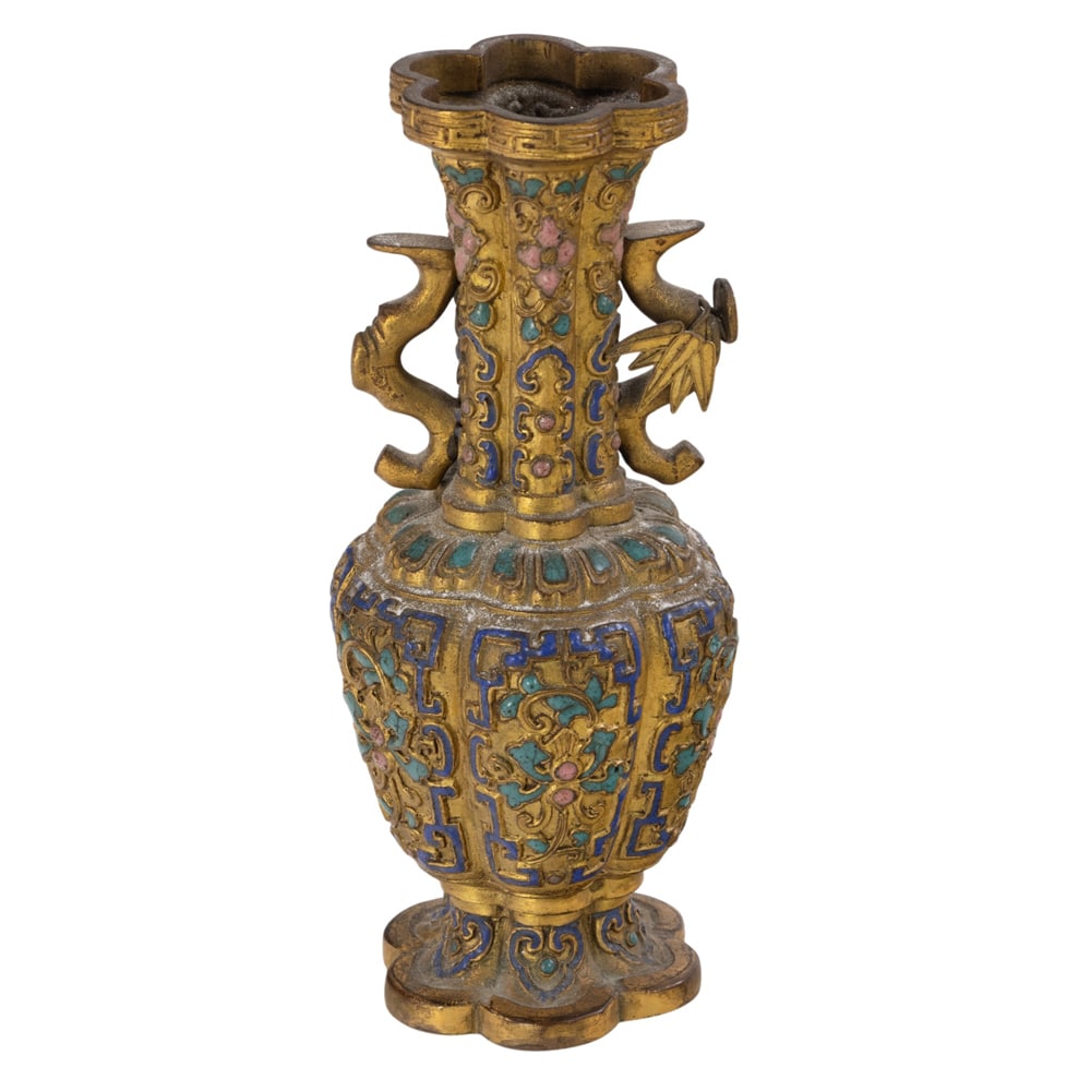 A Chinese champleve enamel and gilt bronze vase (1 of 3)