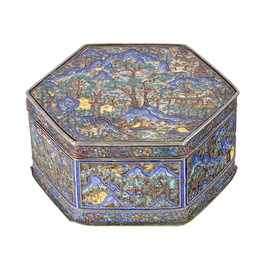 A Chinese enameled silver cosmetics box (1 of 3)