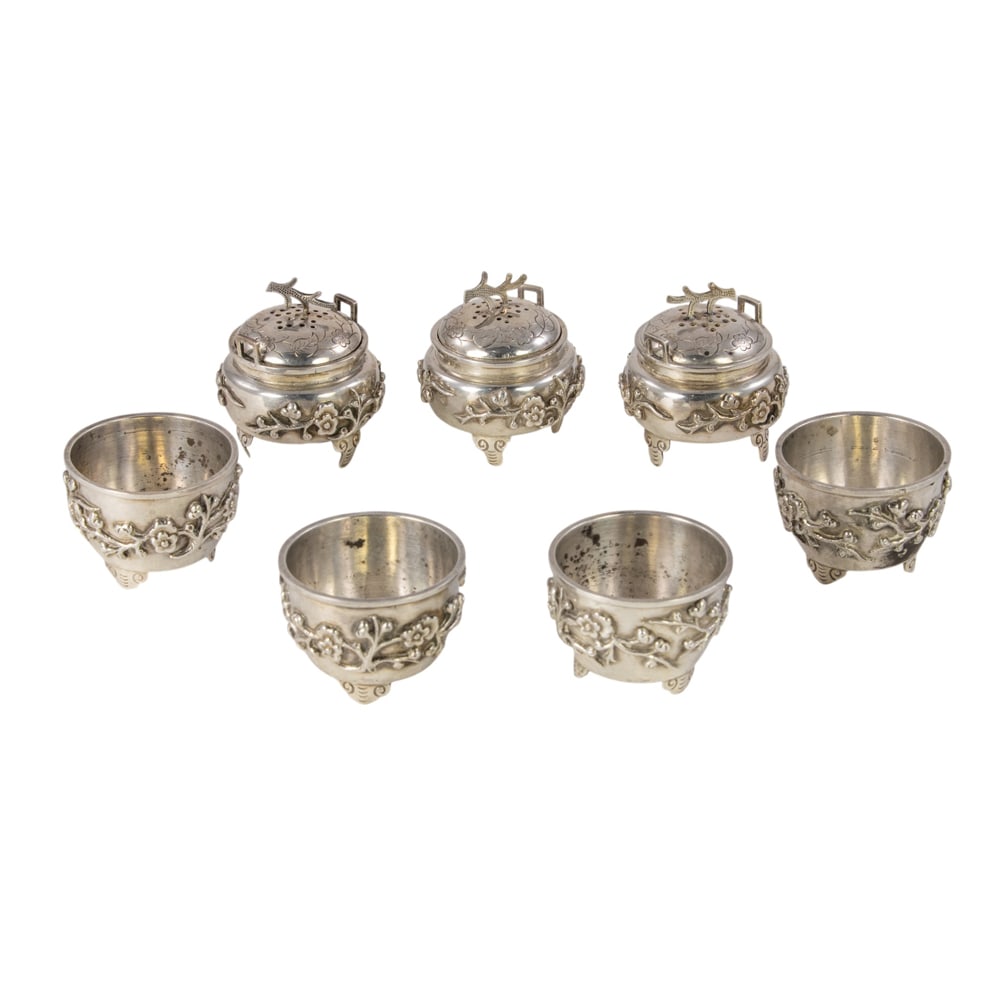(lot of 6) Chinese export silver salt cellars (1 of 3)