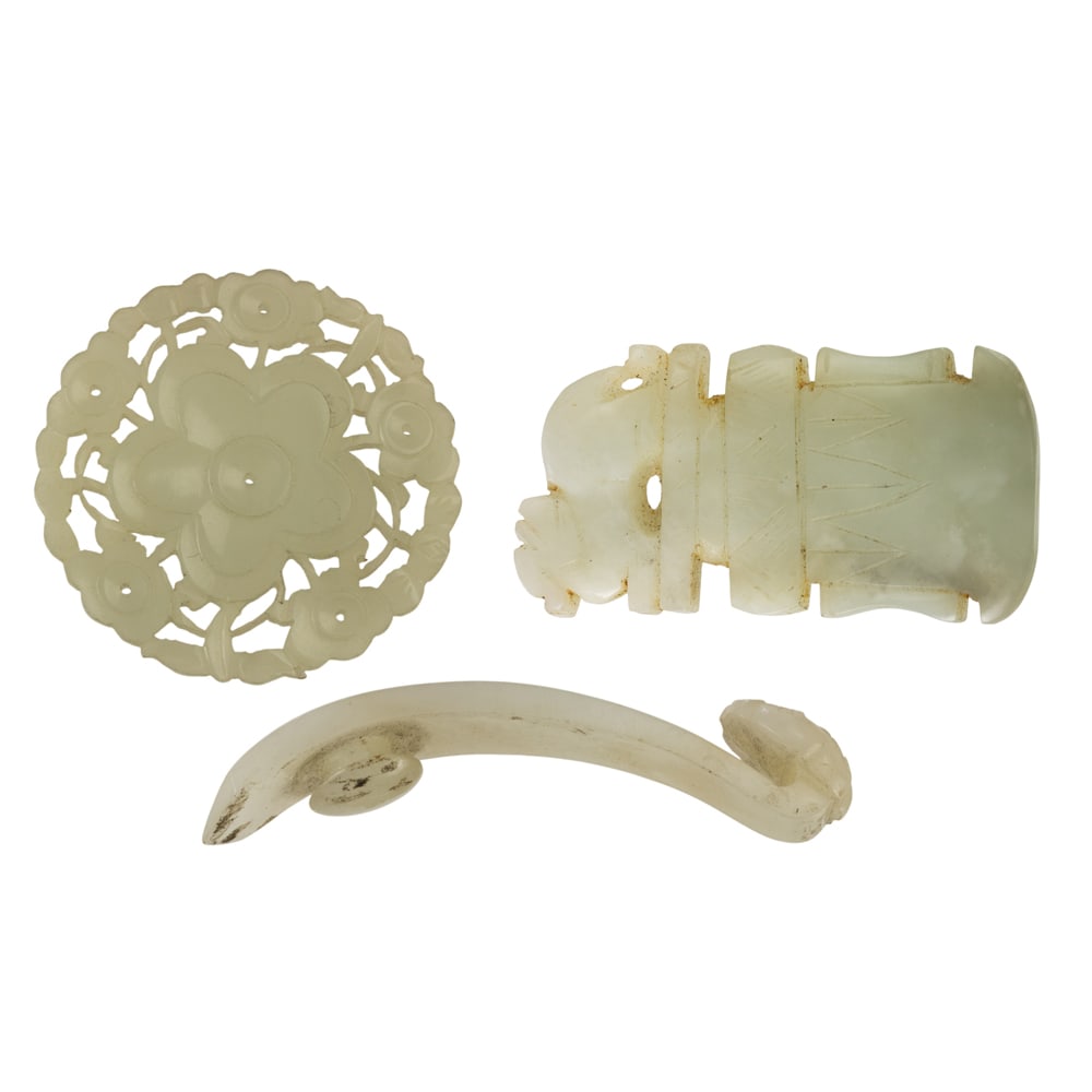 (lot of 3) Chinese white jade carvings (1 of 1)
