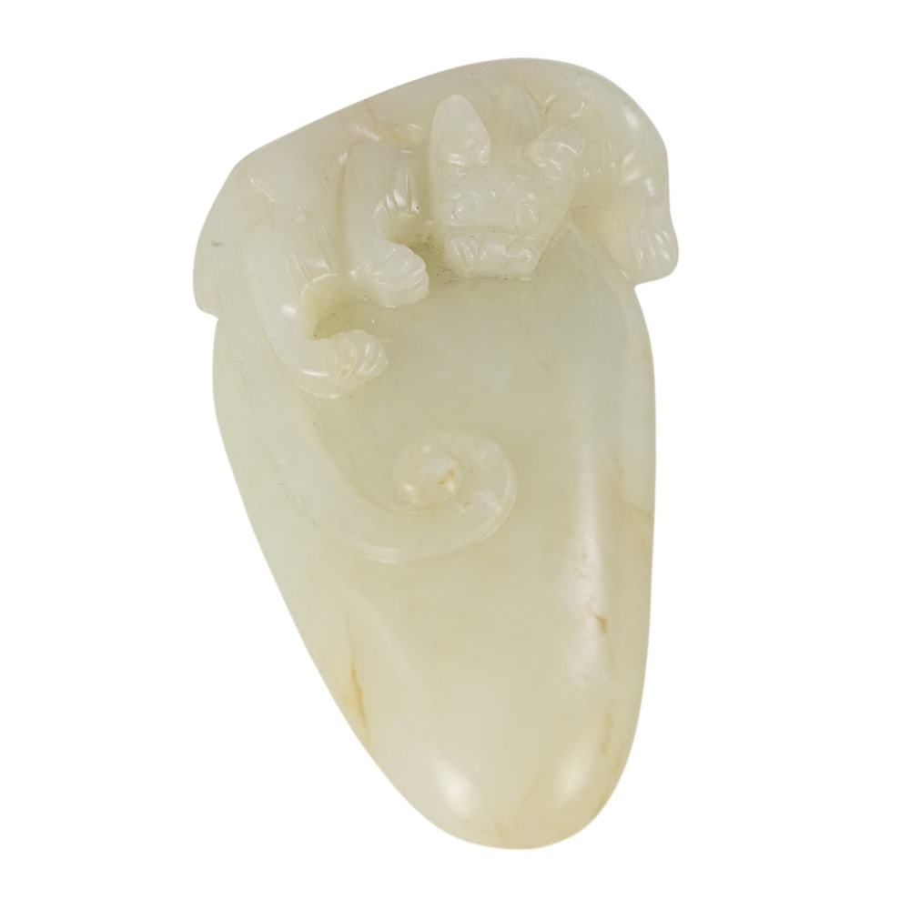 A Chinese white jade chilong pendant (1 of 3)