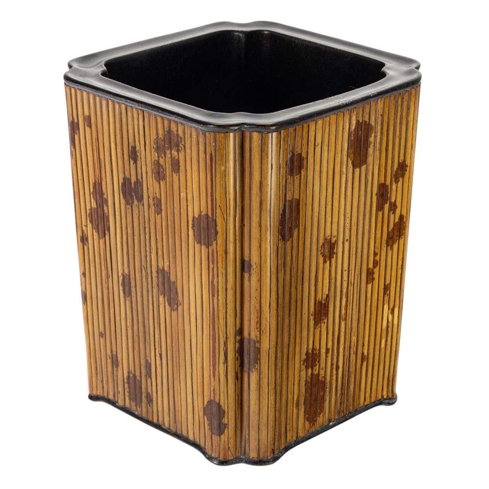 A Chinese zitan and veneered bamboo brush pot (1 of 5)