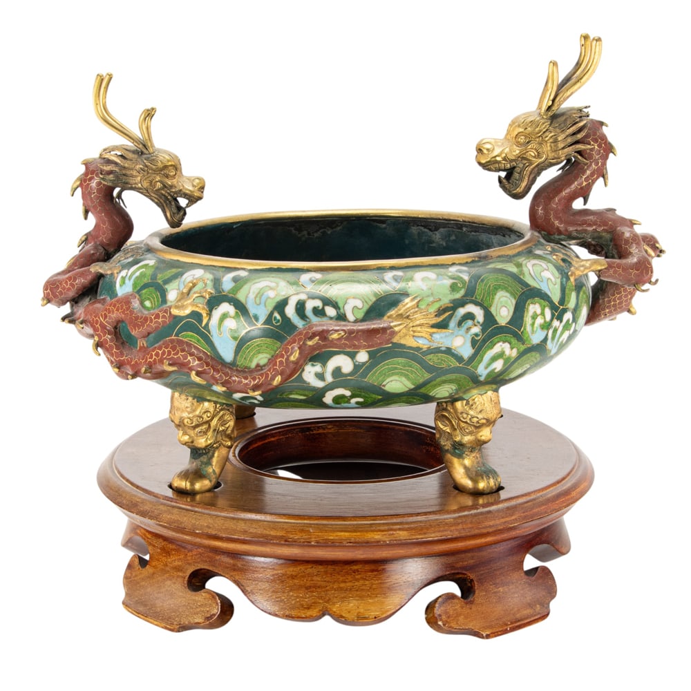 A Chinese cloisonne enamel tripod censer (1 of 4)