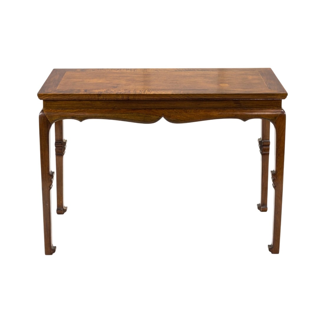 A Chinese huanghuali side table, banzhuo. 20th century: A Chinese huanghuali side table, banzhuo. 20th century, 31.25"h x 43.25"w x 19"d.