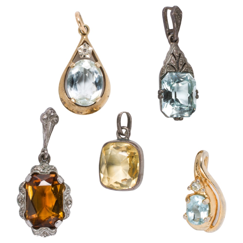 Five gem-set pendants (1 of 1)