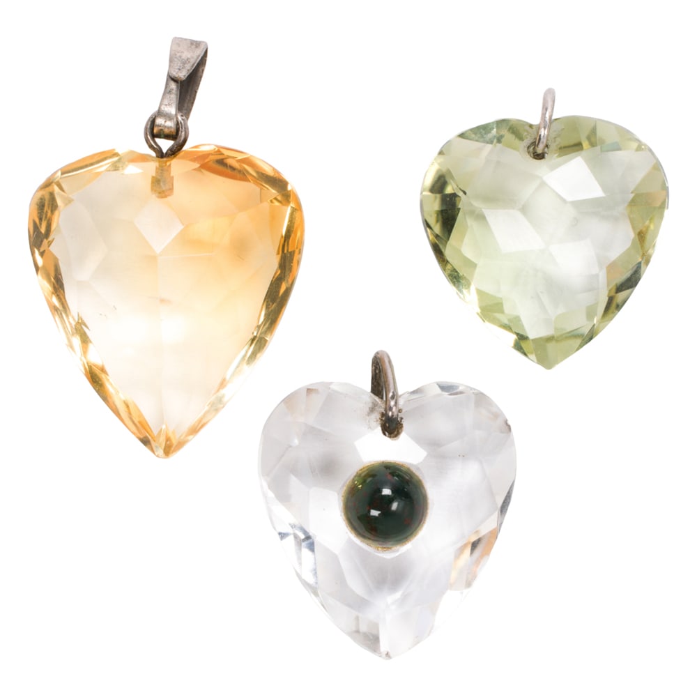 Three hardstone heart pendants (1 of 1)