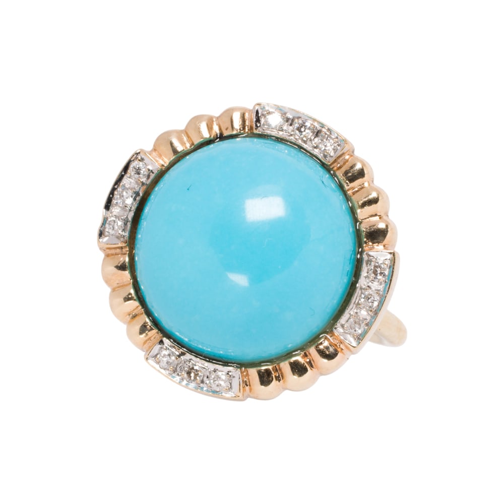 A turquoise, diamond and 14k gold ring (1 of 1)