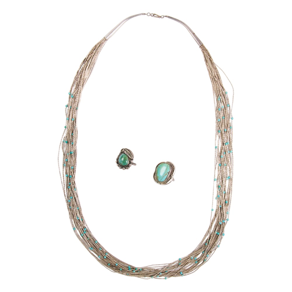 A group of Native American turquoise and silver jewelry (1 of 1)