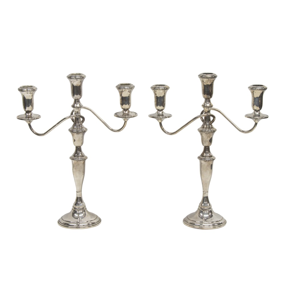 A pair of sterling weighted four part candelabra, DROL Silver Co (1 of 2)