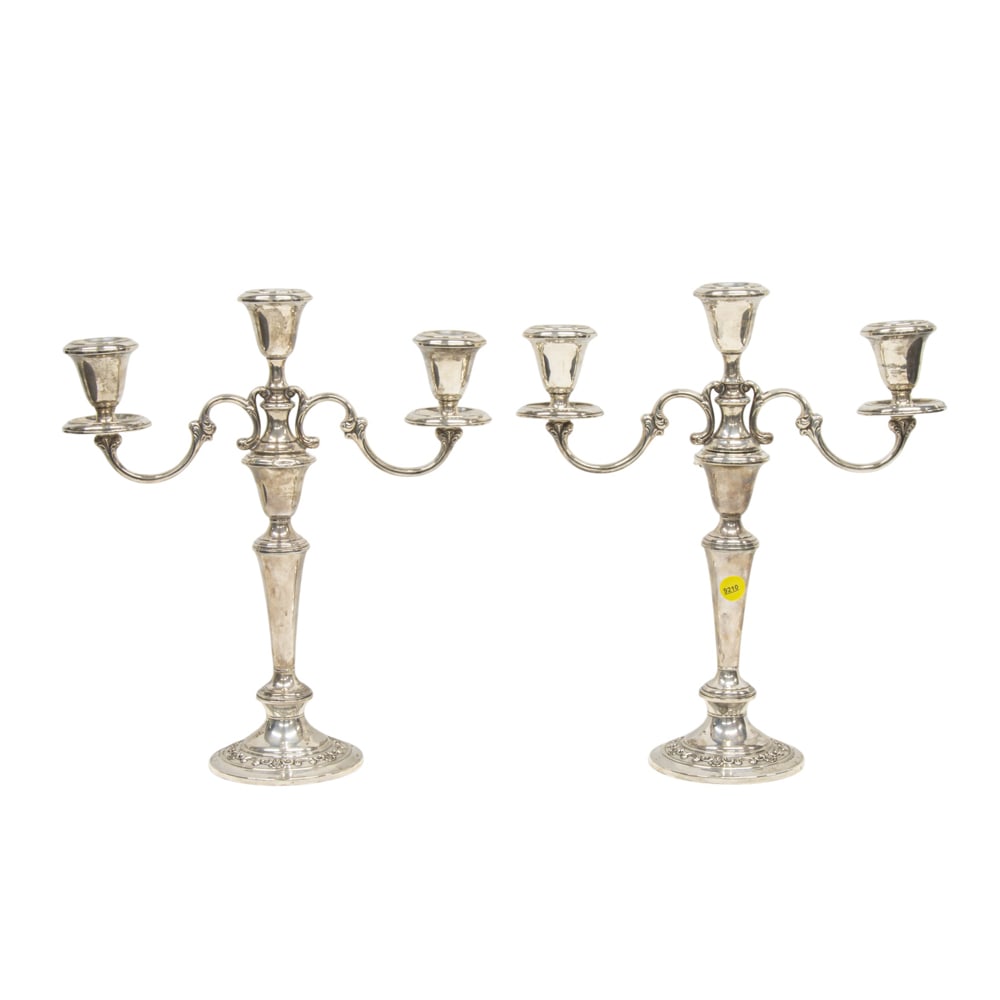 A pair of sterling four part weighted candelabra, Gorham Mfg Co. (1 of 2)