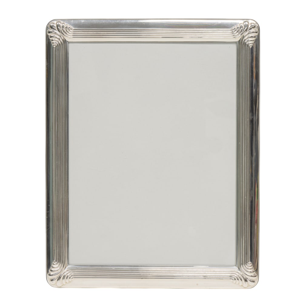 A French plated rectangular vertical/horizontal photo frame: A French plated rectangular vertical/horizontal photo frame, Christofle, 11 1/4 in x 9 in. Provenance: Property of a Presidio Heights collection, San Francisco.