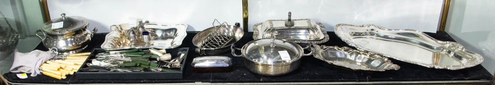 An assembled group of silverplated holloware and flatware (1 of 1)