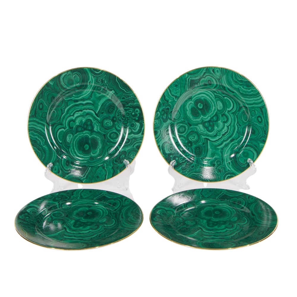 Four Neiman Marcus porcelain plates in a malachite pattern (1 of 1)