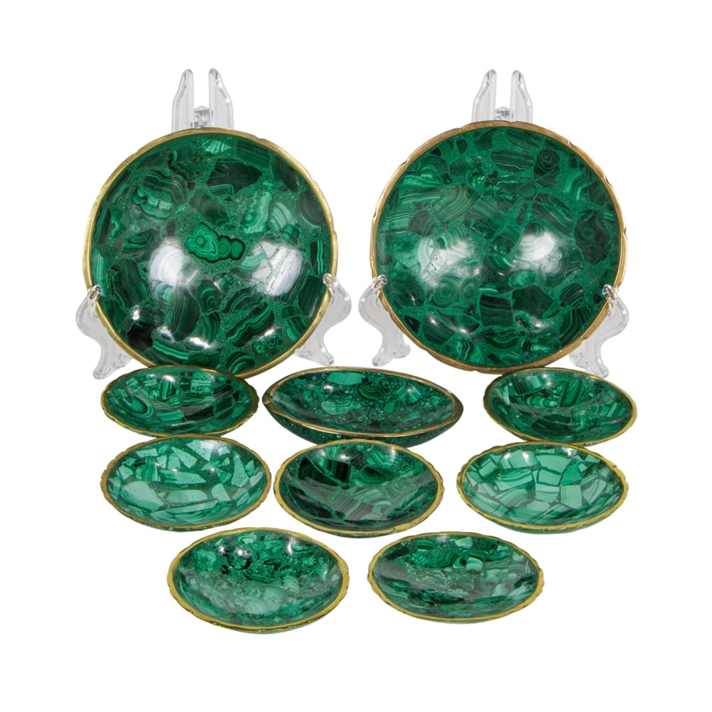 A collection of ten malachite and bronze bowls (1 of 1)